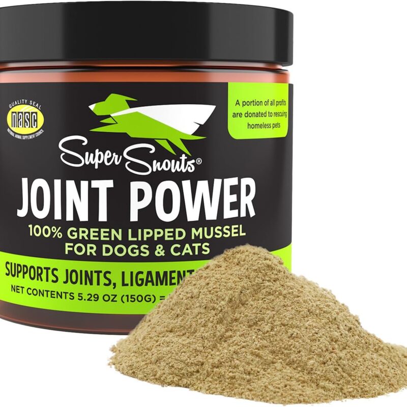 Super Snouts Joint Power – 5.29 oz Powder – Joint Supplement for Dogs and Cats with 100% Green Lipped Mussel Helps Ease Discomfort & Stiffness– Made in The USA