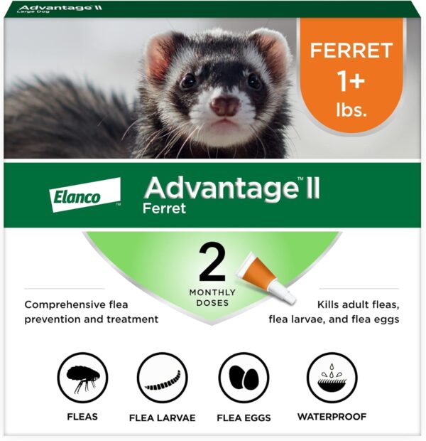 Advantage II Ferret Vet-Recommended Flea Treatment & Prevention | Ferret 1+ lbs. | 2-Month Supply