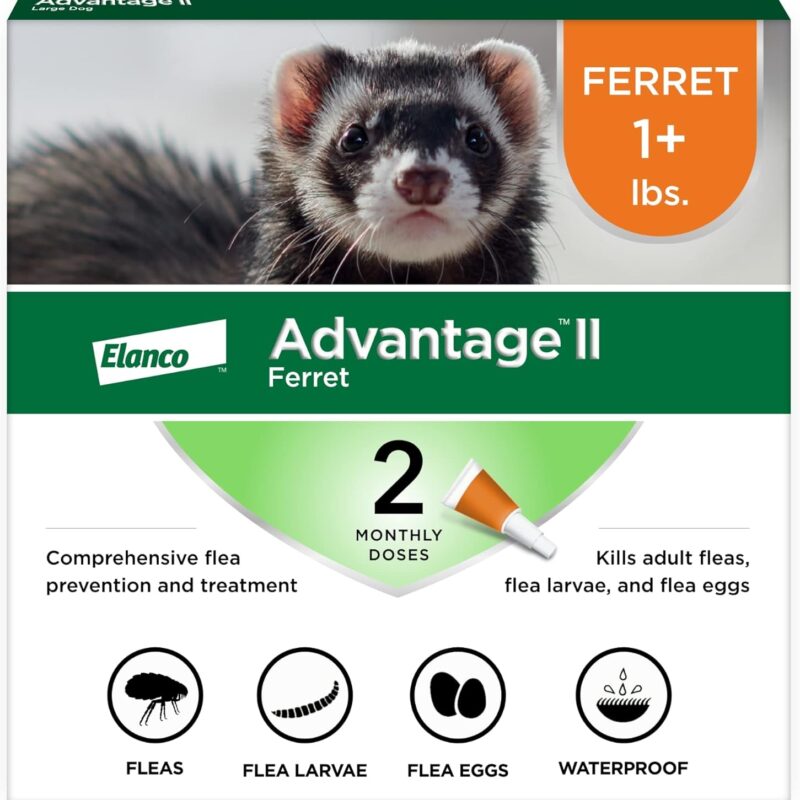 Advantage II Ferret Vet-Recommended Flea Treatment & Prevention | Ferret 1+ lbs. | 2-Month Supply