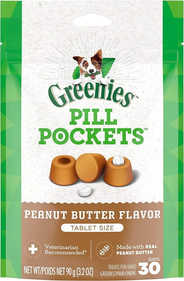 Greenies 4 Pack Of Peanut Butter Flavor Pill Pockets for Dogs, Approximately 30 Pockets Per Pack