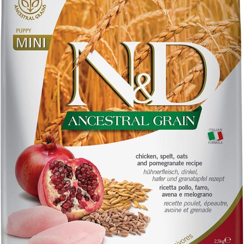 Farmina N&D Ancestral Grain Chicken Spelt Oats and Pomegranate Puppy Mini 5.5 lbs