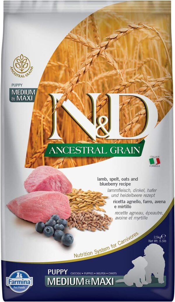 Farmina N&D Ancestral Grain Medium & Maxi Lamb & Blueberry 5.5 lbs