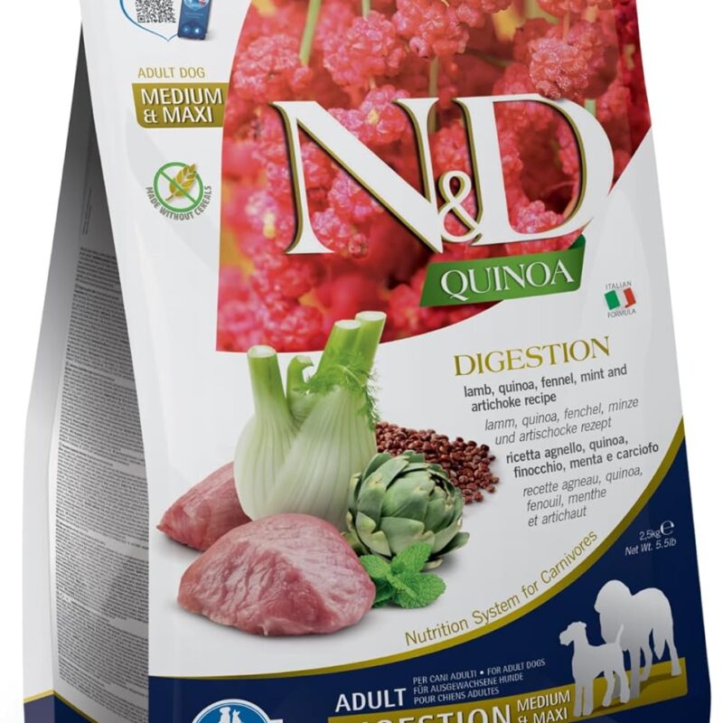 Farmina N&D Quinoa Digestion Lamb Quinoa Fennel Mint and Artichoke 5.5 lbs