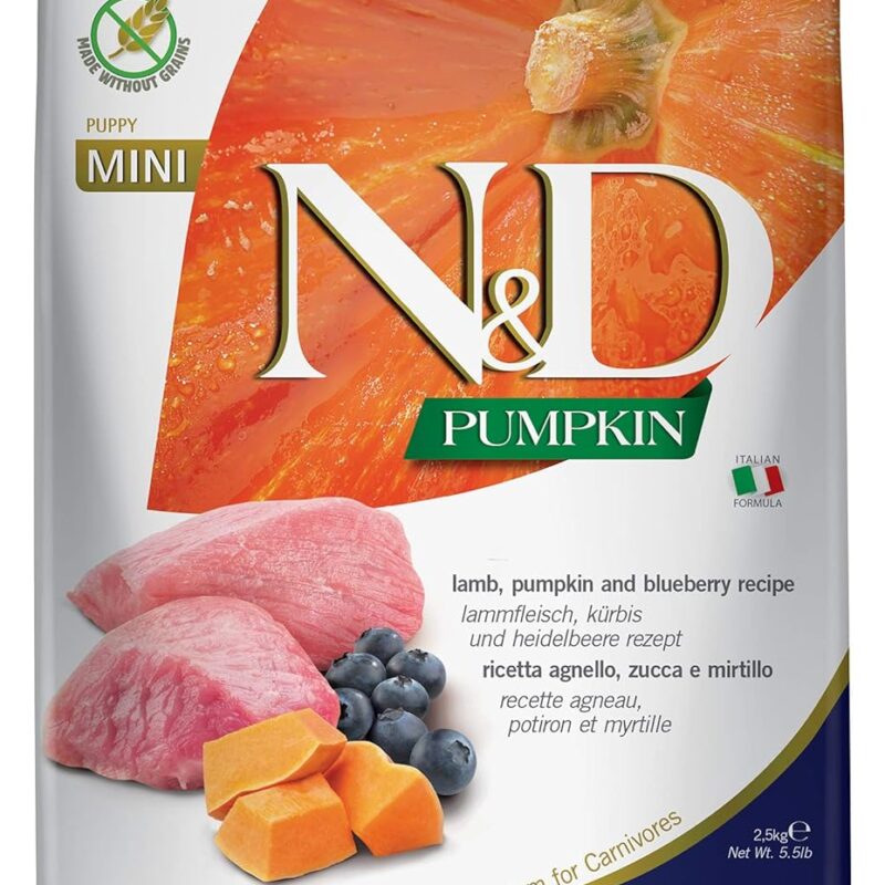 Farmina N&D Pumpkin Mini Puppy Lamb, Pumpkin and Blueberry Recipe 5.5 lbs