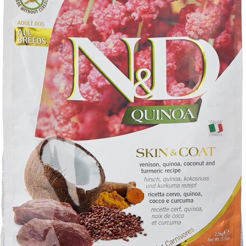 Farmina N&D Quinoa Skin and Coat Venison Quinoa Coconut and Turmeric 5.5 lbs