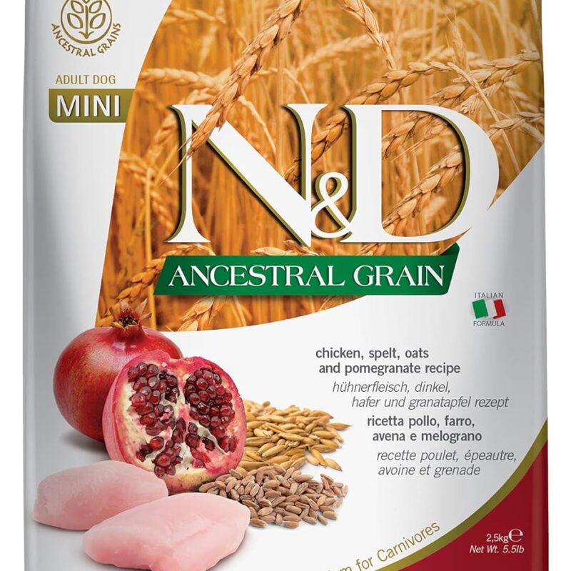Farmina N&D Ancestral Grain Chicken Spelt Oats and Pomegranate Adult Mini 5.5 lbs